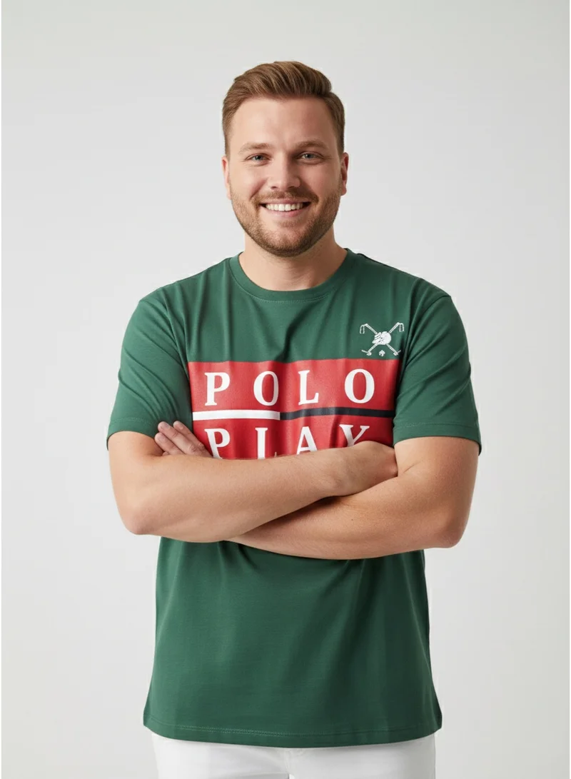 لعب البولو تيشيرت رجالي مطبوع - أخضر